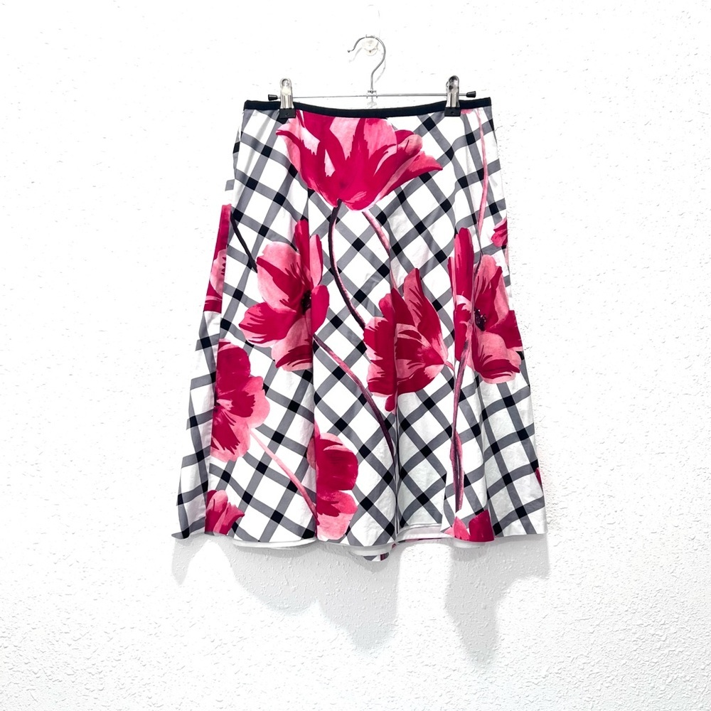 Talbots Cotton Pink Floral A-Line Skirt 6